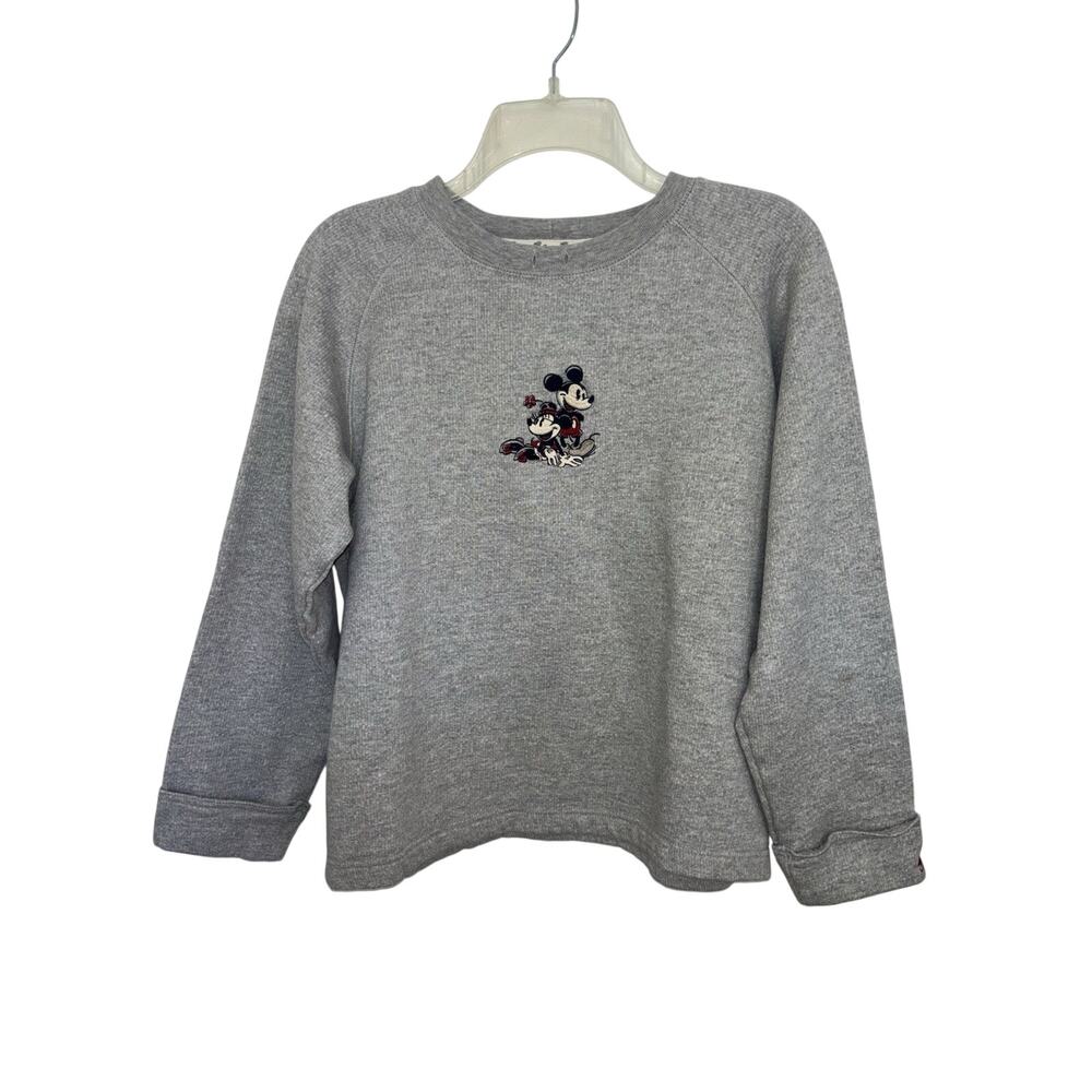 Vtg 90s Disney Catalog Mickey Minnie Mouse Gray Embroidered Crewneck M